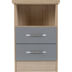 Nevada 2 Drawer Bedside Black Wood Grain - Home Divine