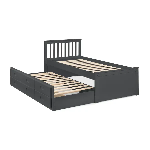 Maisie Bed With Underbed And Drawers in Anthracite Finish | Home Divine
