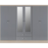 Nevada 6 Door 2 Drawer Mirrored Wardrobe 3D Effect Grey - Home Divine