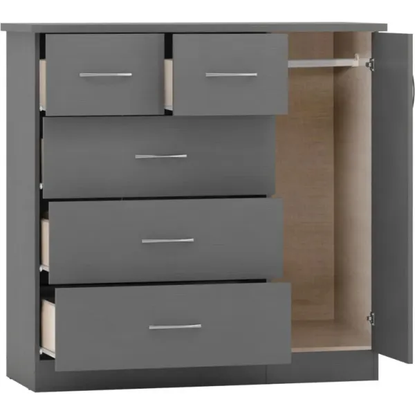 Upgrade Your Bedroom with Home Divine Nevada 5 Drawer Low Wardrobe