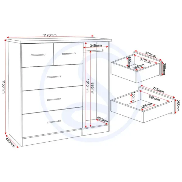 Upgrade Your Bedroom with Home Divine Nevada 5 Drawer Low Wardrobe
