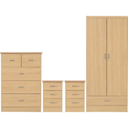 Nevada 2 Door 1 Drawer Wardrobe Bedroom Set Grey Gloss - Home Divine