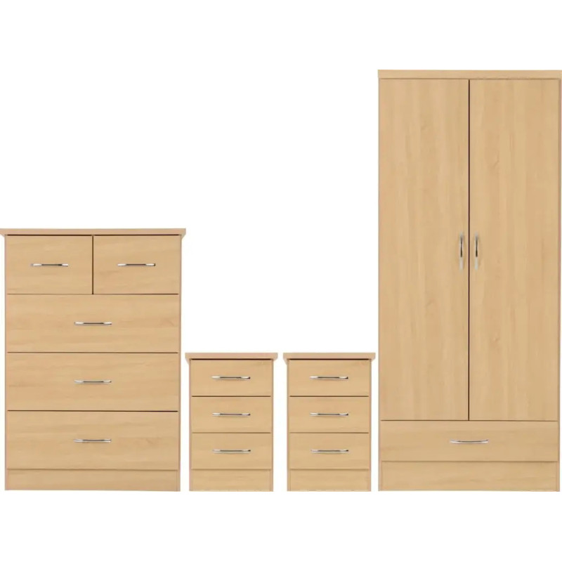 Nevada 2 Door 1 Drawer Wardrobe Bedroom Set Grey Gloss - Home Divine