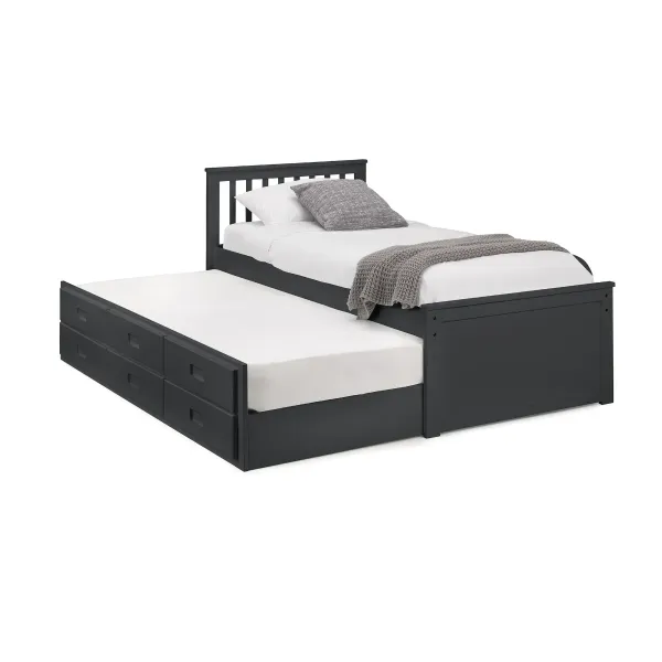 Maisie Bed With Underbed And Drawers in Anthracite Finish | Home Divine