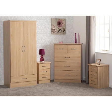 Nevada 2 Door 1 Drawer Wardrobe Bedroom Set Grey Gloss - Home Divine