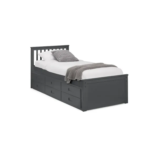 Maisie Bed With Underbed And Drawers in Anthracite Finish | Home Divine
