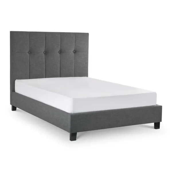 Sorrento High Headboard Bed Double 4ft6, Slate Linen | Home Divine