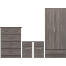 Home Divine Nevada 2 Door 1 Drawer Wardrobe Bedroom Set Sonoma Oak Effect