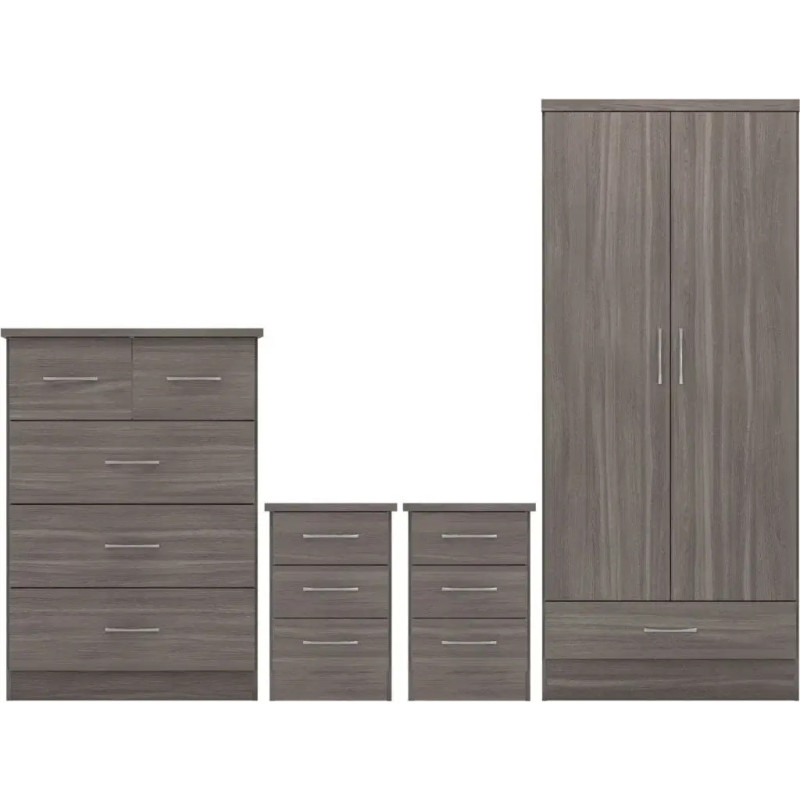 Home Divine Nevada 2 Door 1 Drawer Wardrobe Bedroom Set Sonoma Oak Effect