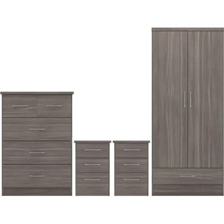Home Divine Nevada 2 Door 1 Drawer Wardrobe Bedroom Set Sonoma Oak Effect