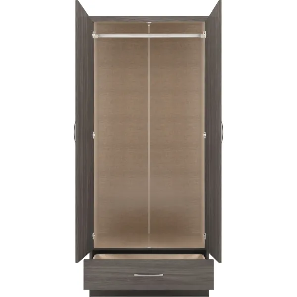 Nevada Mirrored 2 Door 1 Drawer Wardrobe | Home Divine