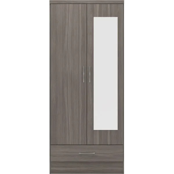 Nevada Mirrored 2 Door 1 Drawer Wardrobe | Home Divine