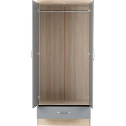 Home Divine Nevada 2 Door 1 Drawer Wardrobe Bedroom Set Sonoma Oak Effect