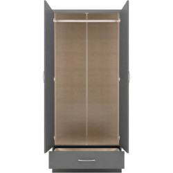 Home Divine Nevada 2 Door 1 Drawer Wardrobe Bedroom Set Sonoma Oak Effect