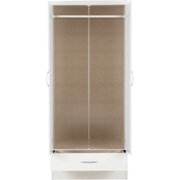 Nevada Mirrored 2 Door 1 Drawer Wardrobe | Home Divine