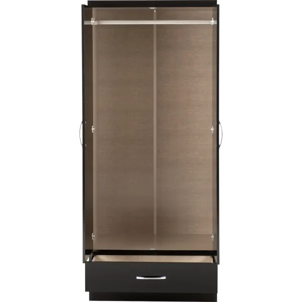 Nevada Mirrored 2 Door 1 Drawer Wardrobe | Home Divine