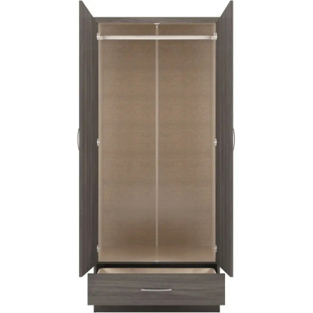 Home Divine Nevada 2 Door 1 Drawer Wardrobe Bedroom Set Sonoma Oak Effect