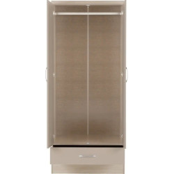 Home Divine Nevada 2 Door 1 Drawer Wardrobe Bedroom Set Sonoma Oak Effect