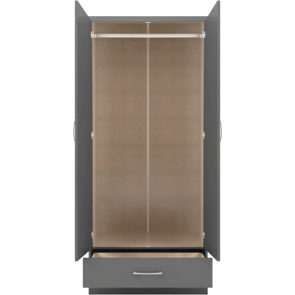 Nevada Mirrored 2 Door 1 Drawer Wardrobe | Home Divine