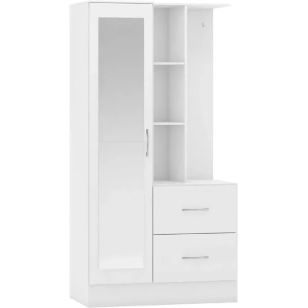 Nevada Mirrored Open Shelf Wardrobe | Home Divine