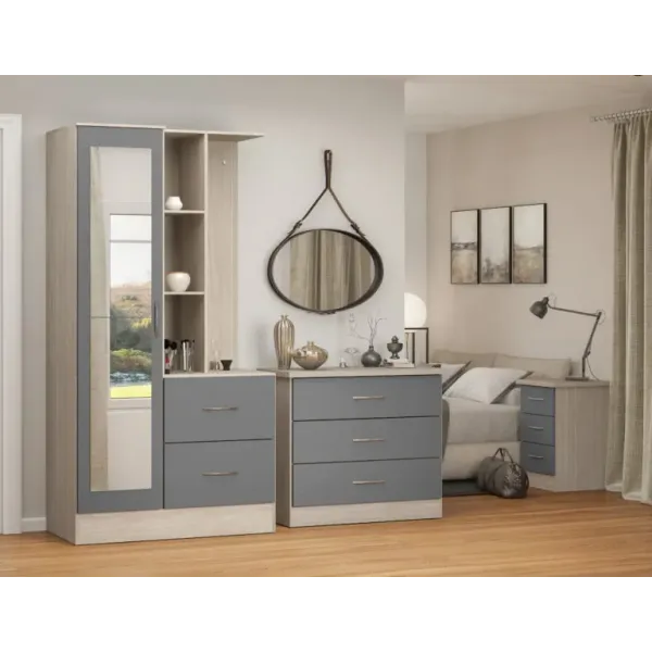 Nevada Mirrored Open Shelf Wardrobe | Home Divine