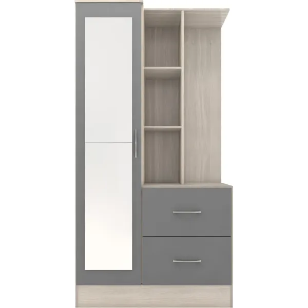 Nevada Mirrored Open Shelf Wardrobe | Home Divine