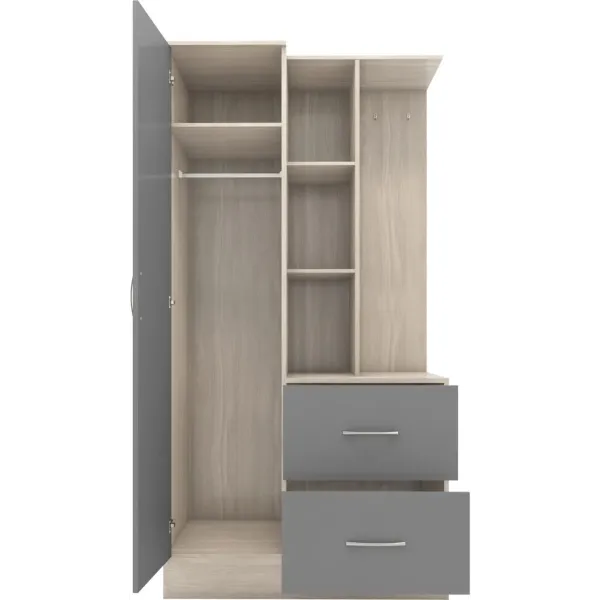 Nevada Mirrored Open Shelf Wardrobe | Home Divine
