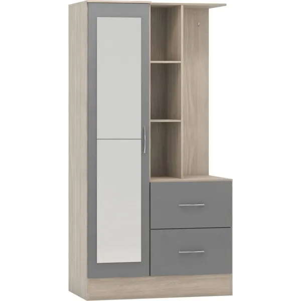 Nevada Mirrored Open Shelf Wardrobe | Home Divine