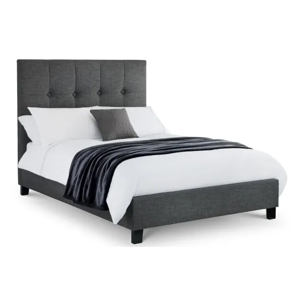 Sorrento High Headboard Bed Double 4ft6, Slate Linen | Home Divine