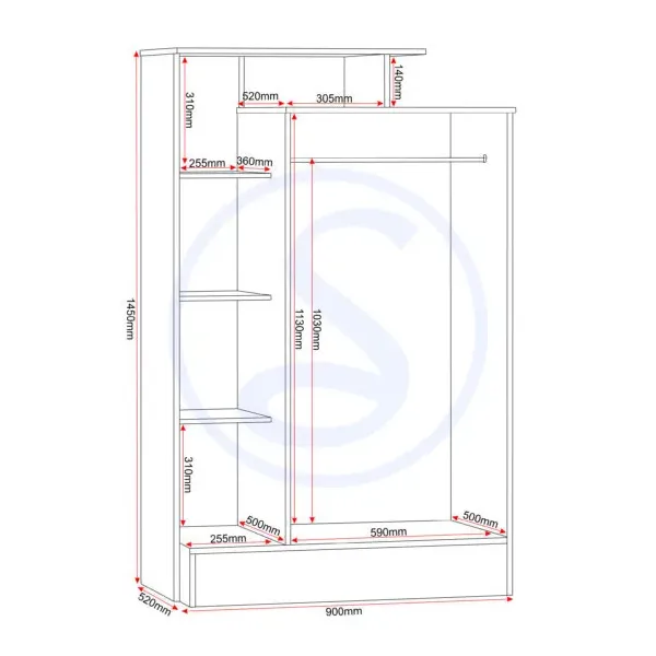 Elevate Your Space with Home Divine's Nevada Petite Open Shelf Wardrobe