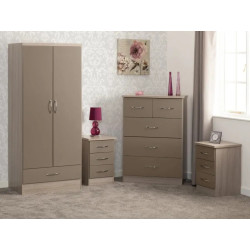 Home Divine Nevada 2 Door 1 Drawer Wardrobe Bedroom Set 3D Effect Grey