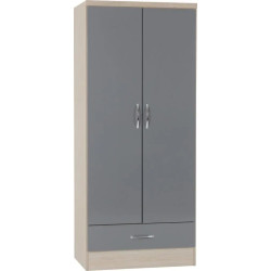 Home Divine Nevada 2 Door 1 Drawer Wardrobe Bedroom Set 3D Effect Grey