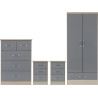 Nevada 2 Door 1 Drawer Wardrobe Bedroom Set Grey Gloss/Light Oak Effect Veneer front view