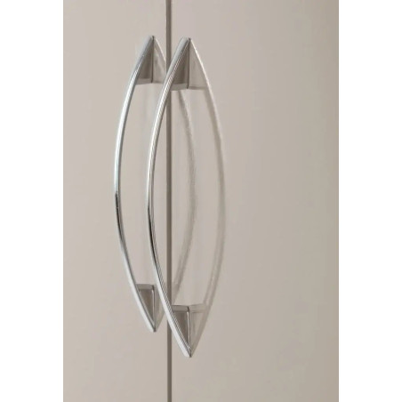 Nevada 2 Door 1 Drawer Wardrobe Bedroom Set Oyster Gloss/Light Oak Effect Veneer handles