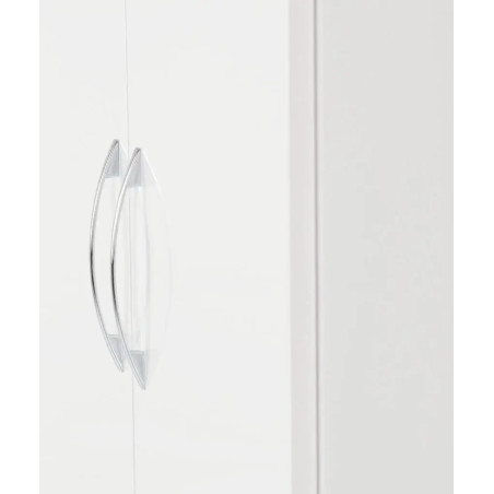 Nevada 2 Door 1 Drawer Wardrobe Bedroom Set White Gloss handles
