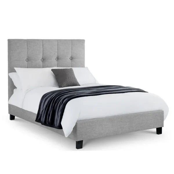 Sorrento High Headboard Bed Double 6ft, Light Grey Linen | Home Divine