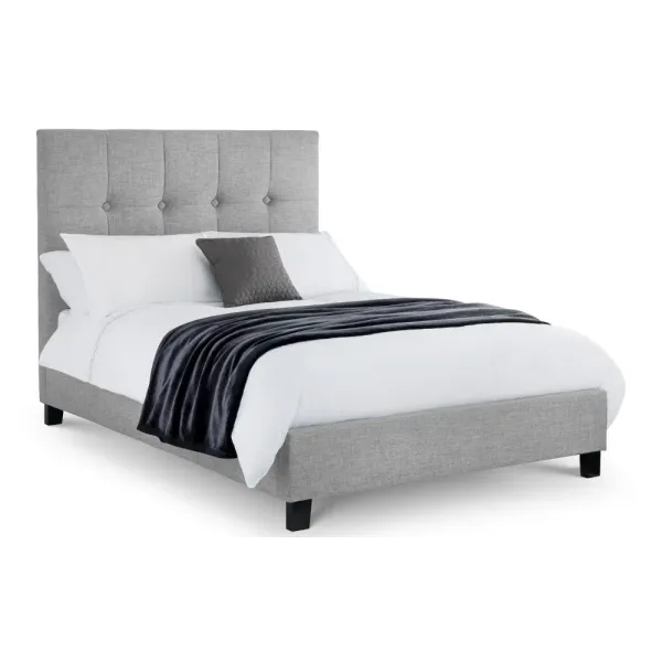 Sorrento High Headboard Bed Double 4ft6, Light Grey Linen | Home Divine
