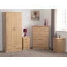 Nevada 2 Door 1 Drawer Wardrobe Bedroom Set Oyster Gloss/Light Oak Effect Veneer