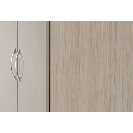 Nevada 2 Door 1 Drawer Wardrobe Bedroom Set Oyster Gloss/Light Oak Effect Veneer