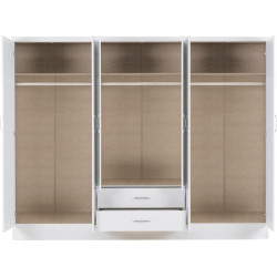Nevada 6 door wardrobe internal view with shelves and drawers