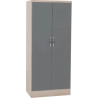 Nevada 2 Door All Hanging Wardrobe Grey Gloss/Light Oak Effect Veneer doors