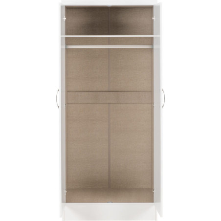 Nevada 2 Door All Hanging Wardrobe White Gloss opened