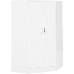Nevada 2 Door Corner Wardrobe White Gloss front view