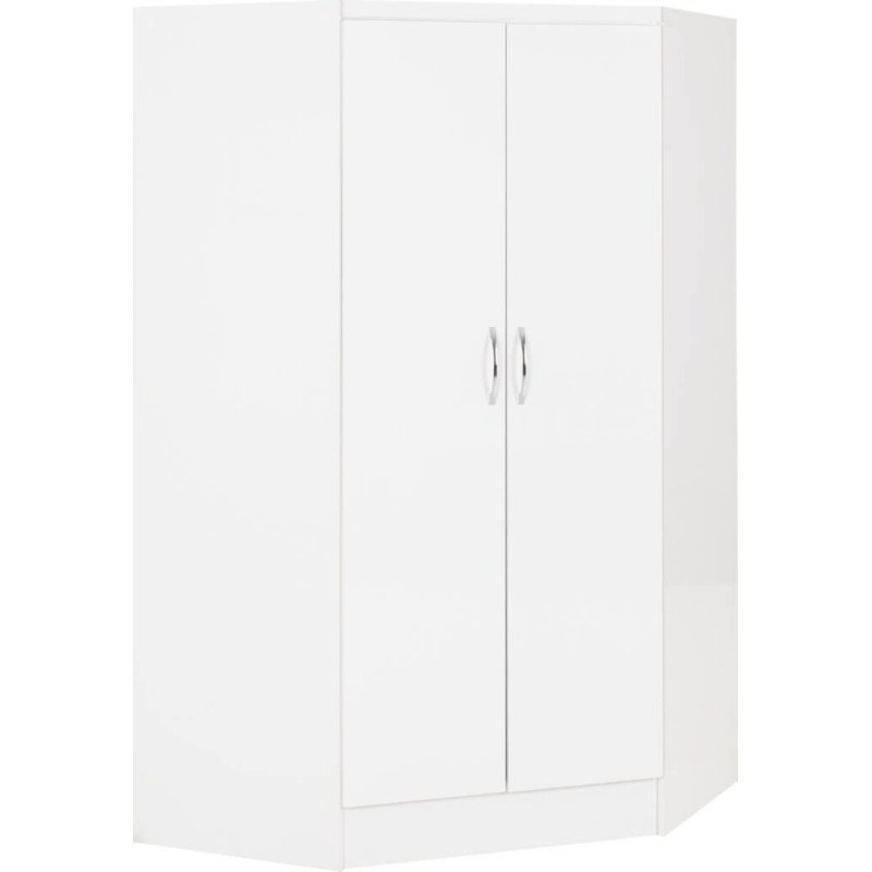 Nevada 2 Door Corner Wardrobe White Gloss front view