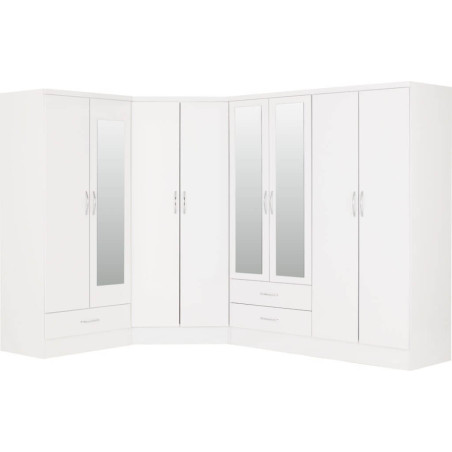 Nevada 2 Door Corner Wardrobe White Gloss plain