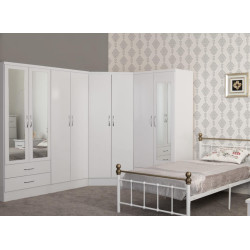 Nevada 2 Door Corner Wardrobe White Gloss final view