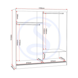 Nevada 2 Door Mirrored Sliding Door Wardrobe Grey Gloss - Home Divine