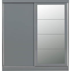 Nevada 2 Door Mirrored Sliding Door Wardrobe Grey Gloss - Home Divine