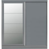 Nevada 2 Door Mirrored Sliding Door Wardrobe Grey Gloss - Home Divine