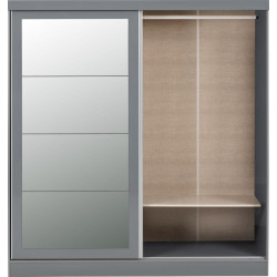 Nevada 2 Door Mirrored Sliding Door Wardrobe Grey Gloss - Home Divine